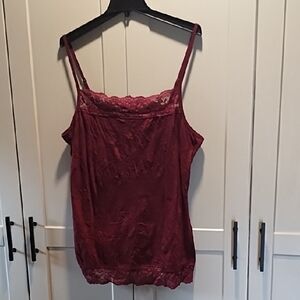 Maurices Lace-Trim  Crinkle Camisole Tank - Wine